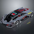 Futuristic Supercar With Sleek Aerodynamic Body And Red Accent Styling