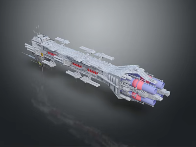 Futuristic Large Sci-Fi Spacecraft Featuring Detailed Structure And Multiple Engine Modules 3d model