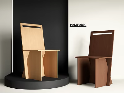 Poliform Modern Dining Chairs Light And Dark Wood With Minimalist Design 3d model