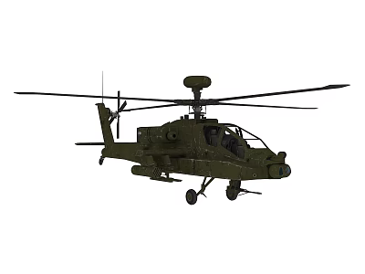 Military Armed Helicopter in Olive Green with Rotor and Weapon Systems 3d model