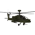 Military Armed Helicopter in Olive Green with Rotor and Weapon Systems