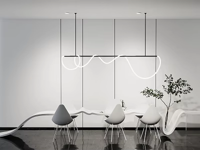 Modern Table and Chair Combination Art Long Table 3d model