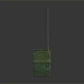 Two Green Stacked Boxes With Long Antenna On Reflective Surface 3d model