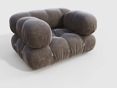 Dark Gray Velvet Single Sofa with Plump Armrests Rounded Back Modern Interior Design 3d model