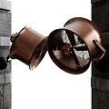 Copper Colored Wall Mounted Air Conditioning Fans on Gray Pillars Industrial Design