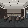 Modern Private Dining Room With Wooden Walls Round Table And City View
