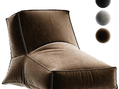 Comfortable Velvet Bean Bag Chair With Brown Black Gray Color Options For Cozy Living Room 3d model