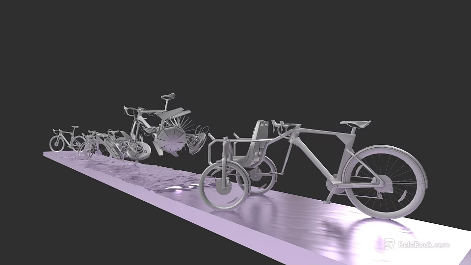 Various Designed Bicycles Featuring Standard Models And Child Seat Options On 3d model 