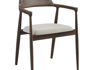 Modern Wooden Armchair With Light Fabric Seat And Minimalist Design 3d model