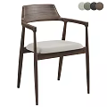 Modern Wooden Armchair With Light Fabric Seat And Minimalist Design