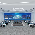 Console Office Table and Chair Combination Computer Workbench Luminous Console Command Technology Steel Middle Control Table Staff Table Station Conference Table Paperless Baking Paint Long Table Combination 3d model