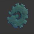 Green Dragon Shaped Jade Like Sculpture With Intricate Patterns And Curled Design