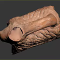 Terracotta Animal Head Shaped Container With Carved Patterns And Handle