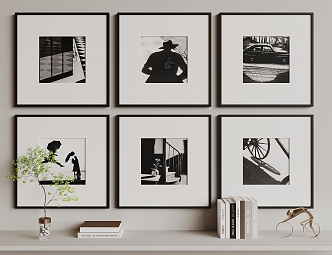 Modern Black and White Hanging Painting 3d model