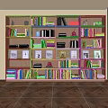 Warm Wooden Bookcase With Shelves Filled With Books And Decorative Items