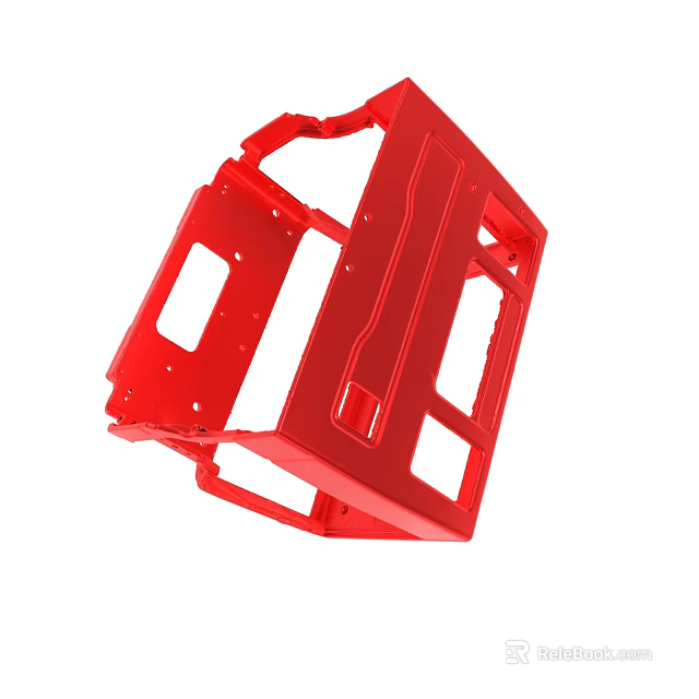 Red Industrial Metal Frame Structure With Mounting Holes And Supportive Design 3d model 