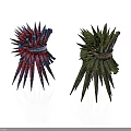 Colorful Spiked Fantasy Creatures As Mythical Characters With Red Blue And Green Features