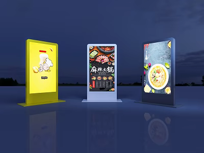 Illuminated Outdoor Public Billboards With Night Scene And Various Advertisements 3d model