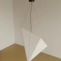 Modern White Polygonal Pendant Light in Bright Room With Large Windows and Minimalist Design