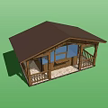 Rustic Wooden House Exterior Featuring Gabled Roof Front Porch And Columns
