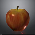 Fresh Ripe Red and Yellow Apple with Shiny Surface on Gray Background