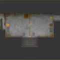 Architectural Concrete Platform Design Featuring Red Railings Staircase And Orange Markings