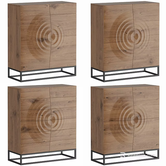 Modern Wooden Bedside Cabinet With Metal Frame And Storage Design Elements 3d model