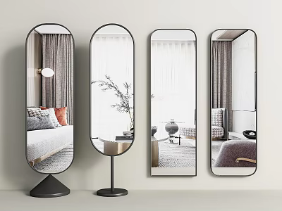 Various Modern Mirrors Featuring Floor Standing And Wall Mounted Design Styles 3d model