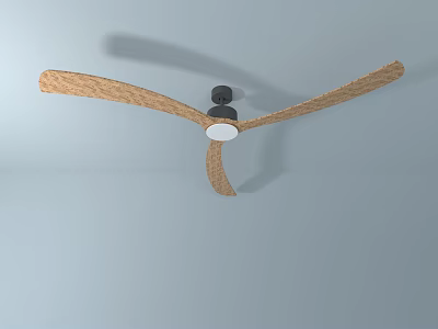 Modern Ceiling Fan With Light Natural Wood Blades And Ceiling Mounted Design 3d model