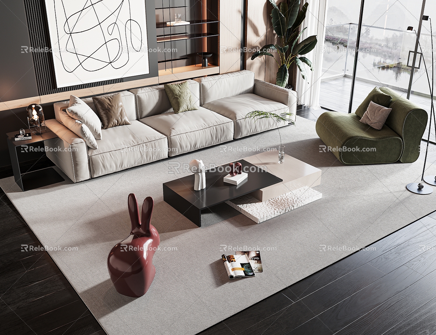 Modern Sofa Coffee Table Combination Sofa Tea Set Combination 3d model