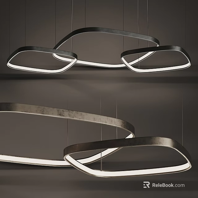 Modern Curved Pendant Lights With LED Illumination And Metallic Frame For Interior Decor 3d model 