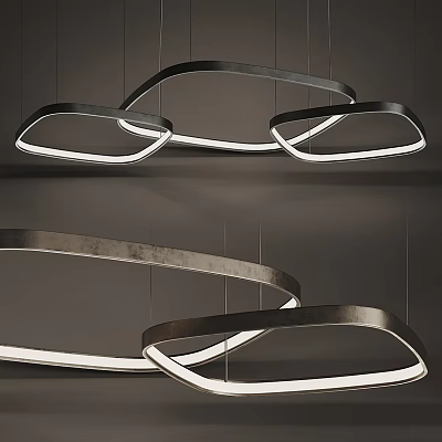 Modern Curved Pendant Lights With LED Illumination And Metallic Frame For Interior Decor 3d model