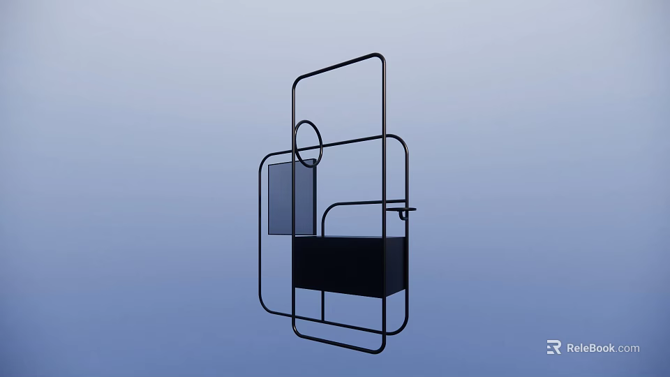 Modern Geometric Decorative Cabinet With Sleek Lines And Open Compartments 3d model 
