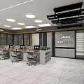Modern Midea Life Store Interior With Office Desks Chairs Display Cabinets And Ceiling Lights