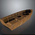 Wooden Boat With Traditional Design And Open Interior Seats For Water Transport