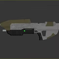 Futuristic Sci Fi Weapon With Metallic Body Green Indicator And Ergonomic Grip