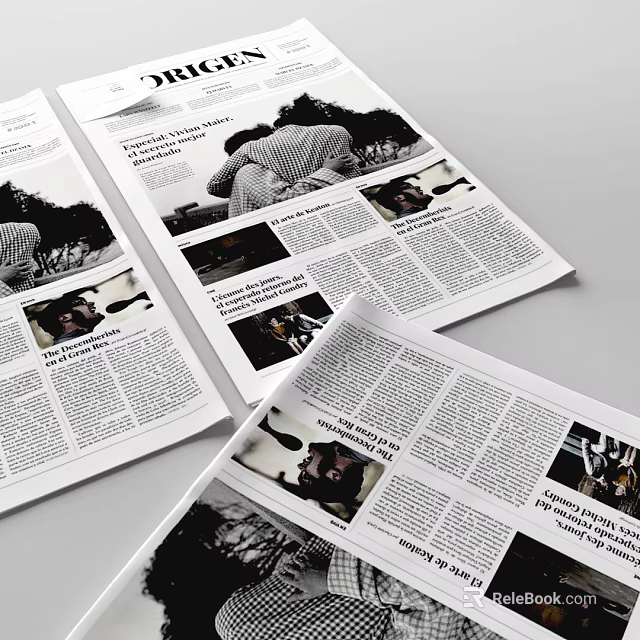 Magazine Pages Featuring Text Columns Photos and Editorial Layout Design 3d model 