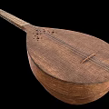 Traditional Wooden String Instrument With Long Neck And Round Resonant Body