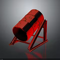 Red Industrial Drum Equipment with Metal Support Stand and Heavy Duty Structure