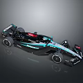 Mercedes F1 Racing Car With Sleek Black Silver Body And Blue Accents
