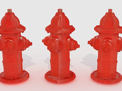 Three Red Fire Hydrants Essential Fire Safety Equipment For Emergencies 3d model