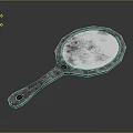 Elegant Handheld Mirror With Ornate Handle And Carved Edge Design