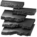 Stacked Natural Stone And Wood Slabs With Textured Edges For Home Decor