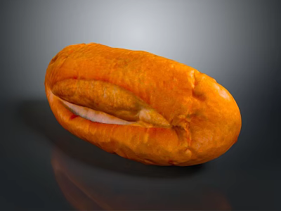 Golden Orange Baked Bread With Crusty Texture And Split Center On Dark Surface 3d model