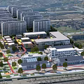 Modern Well Planned Industrial Park Featuring Multiple Buildings Organized Layout Green Spaces And Urban View