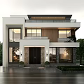 Modern Rural Self built House Exterior Design With Large Glass Windows And Wooden Accents