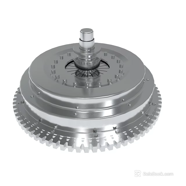 Precision Engineered Metal Mechanical Component With Circular Gear And Central Shaft 3d model 
