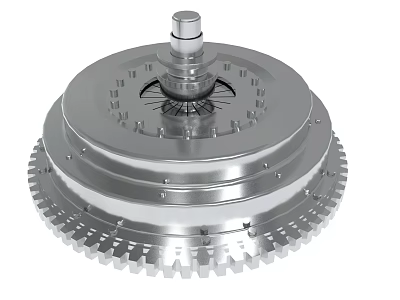 Precision Engineered Metal Mechanical Component With Circular Gear And Central Shaft 3d model