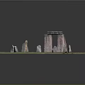 Ancient Stonehenge Model Display With Circular Stone Arrangement And Grass Base