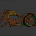 Vintage Rusty Motorcycle Decorative Piece With Orange Green Rust Patina For Daily Living Use